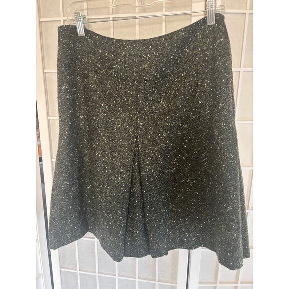 Per Se Green Speckled Tweed Wool A Line Circle Skirt  Silk Lined Size 8 Forestry - Picture 1 of 8